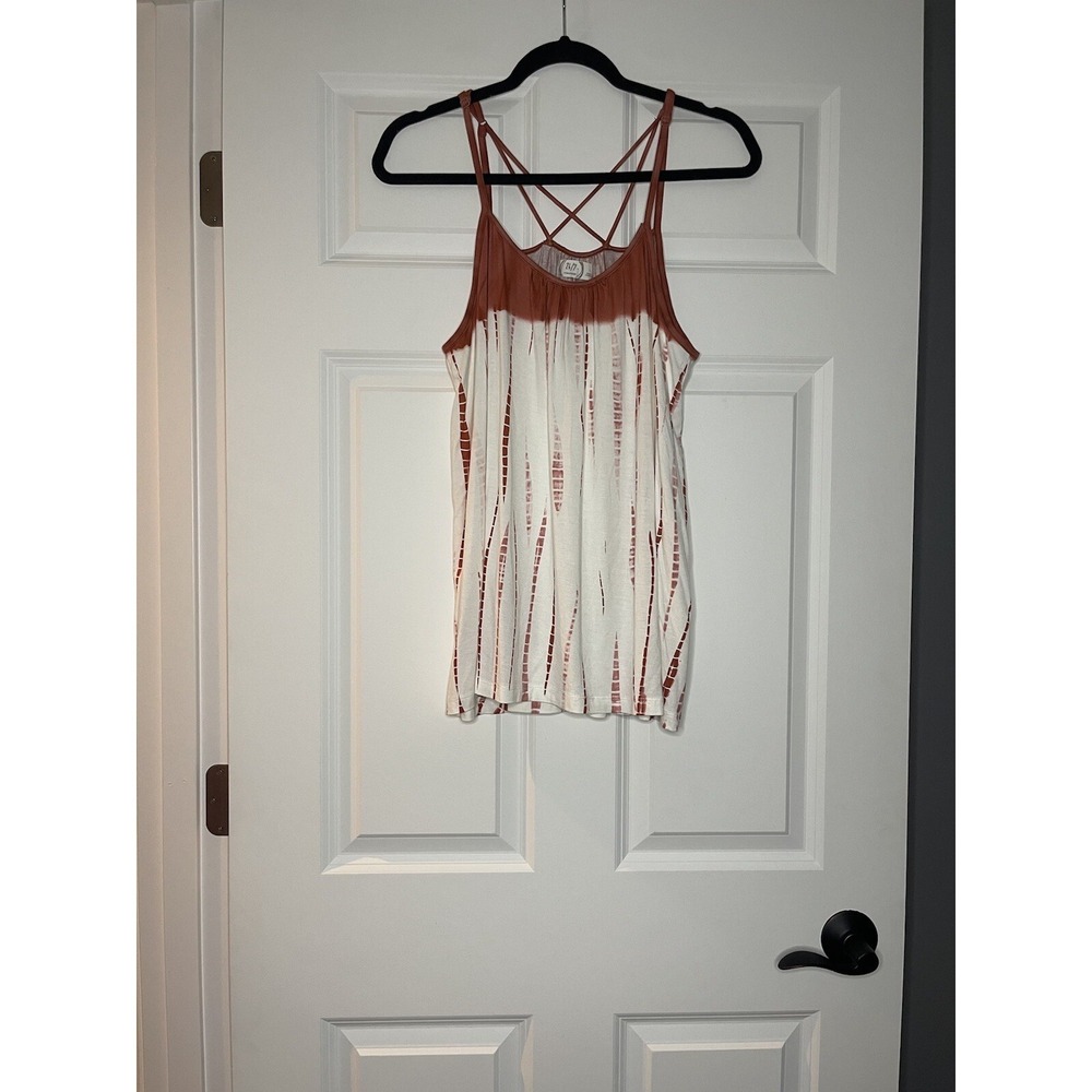 Maurices 24/7 Tie Dye Tank Top  rust white criss cross back large NWT
